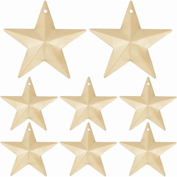 30PCS 2.4" Matte Gold Metal Star Decor Barn Star with Hole Iron Vintage Wall Arts Hanging Wall Decors for Crafts House Christmas Indoor Outdoor Handmade Accent gold DIY