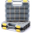thumbnail image 1 of UTAH-2PCS Double Side Tool Organizer with Customizable/Removable Plastic Dividers, Hardware Box Storage for Screws, Nuts, Nails, Bolts, 34-Compartment, Black/Yellow, 1 of 4