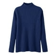 thumbnail image 4 of Women's Casual Long Sleeve Turtleneck Pullover Sweater Ribbed Knit Blue Sweater Women Soft Womens Holiday Sweaters, 4 of 4