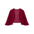 thumbnail image 3 of Alvivi Womens Chiffon 3/4 Sleeve Cardigan Capes Bolero Shrug Wedding Party Bridal Dress Cover Ups Burgundy XXL, 3 of 5
