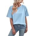 thumbnail image 3 of Womens Oversized T Shirts Loose Fit Crewneck Short Sleeve Tops Summer Casual Blouse Y2K 2025 Basic Tee Sky Blue L, 3 of 9
