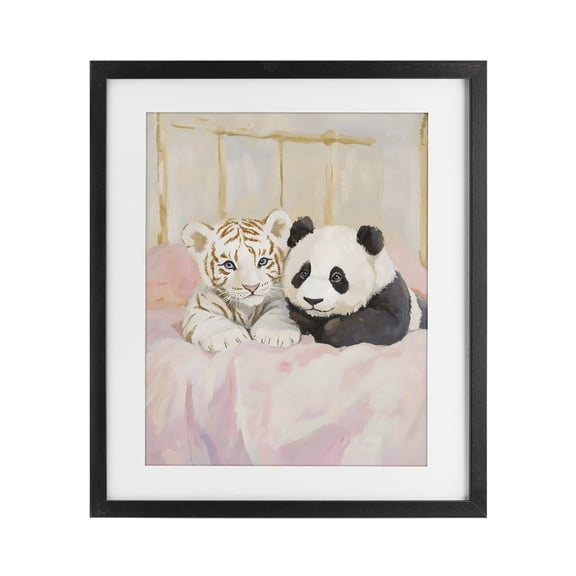 Stupell Industries Baby Panda & Tiger Cuddles Black Framed Print Under Glass, design by The Prints Vibe