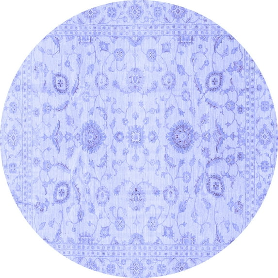 Ahgly Company Indoor Round Oriental Blue Traditional Area Rugs, 6' Round