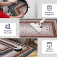 thumbnail image 7 of Garvee 2'x10' Farmhouse Bordered Runner Rug Braid Printed Carpet, Washable Soft Non Slip Rug for Hallway Bedroom Entryway, Blue, 7 of 7
