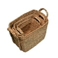 thumbnail image 5 of happimess BSK2001A-3SET Clara Farmhouse Classic Handwoven Hyacinth Rectangle Storage Floor Baskets with Handles, Natural (Set of 3), 5 of 7