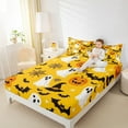 thumbnail image 4 of Manfei Spooky Ghost Bed Sheets Set Twin Size, Halloween Pumpkin Bedding Twin Size, Horror Bat Twin Sheet Sets, Breathable Bedroom Decor, 3 Pieces, 4 of 7