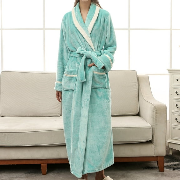 Utoimkio Women's Cotton Robe Plus Size Bathrobe Lightweight Spa Soft Sleepwear Full Length Loungewear House Robes with Pockets
