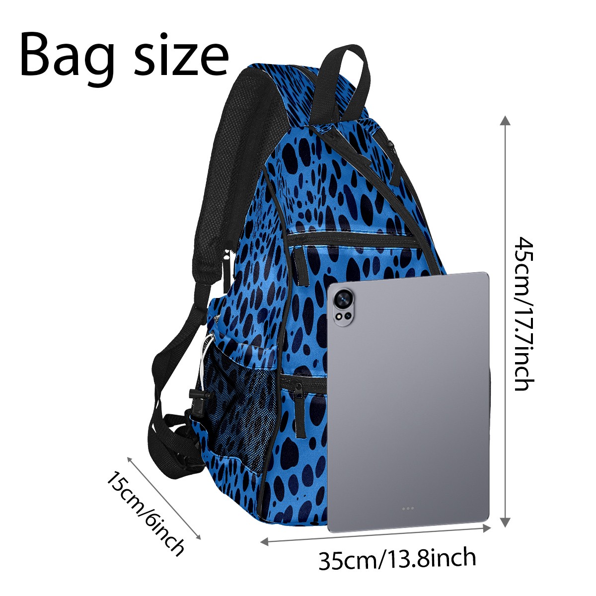 Pickleball Bags for Men Women Pickleball Backpack with Large Capacity Lightweight Adjustable Pickleball Sling Bag Hold Paddles, Balls, Accessories Blue Leopard