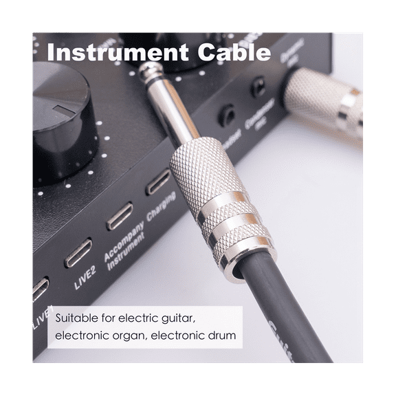 Guitar Instrument Cable Electric Guitar Cord 6.35mm Mono Plug Connect Cable for Guitar Bass Drum Audio Device, 5 Meter
