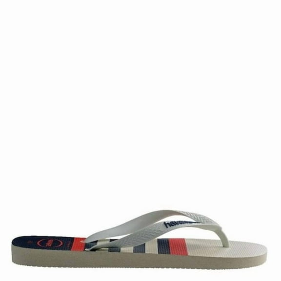 Havaianas Top Nautical White Flip Flops, Brand Size 33/34 (US Size 3/4Y)