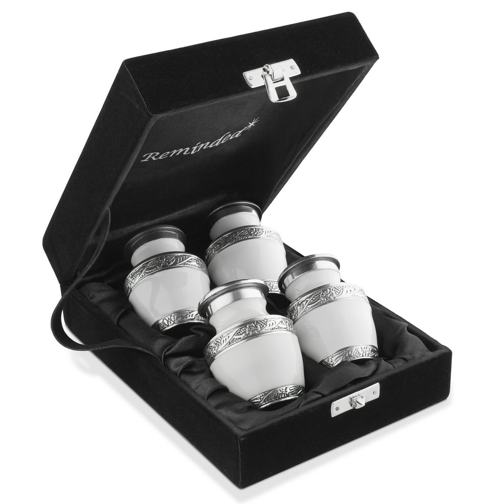 Reminded Small Cremation Urns for Human Ashes, Mini Keepsake Set of 4