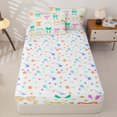 thumbnail image 4 of Erosebridal Colorful Bows Ribbon Zipper Queen Comforter Set with Fitted Sheet and 2 Pillowcases,Gold Stars Print Zipper Bedding Set For Girls,Colorful Stars Reversible,4-Piece, 4 of 7
