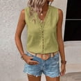 thumbnail image 4 of Noric Women’s Cotton Tank-Tops Sleeveless V Neck Casual Crochet Detail Top for Summer Boho Blouses Trendy, 4 of 9