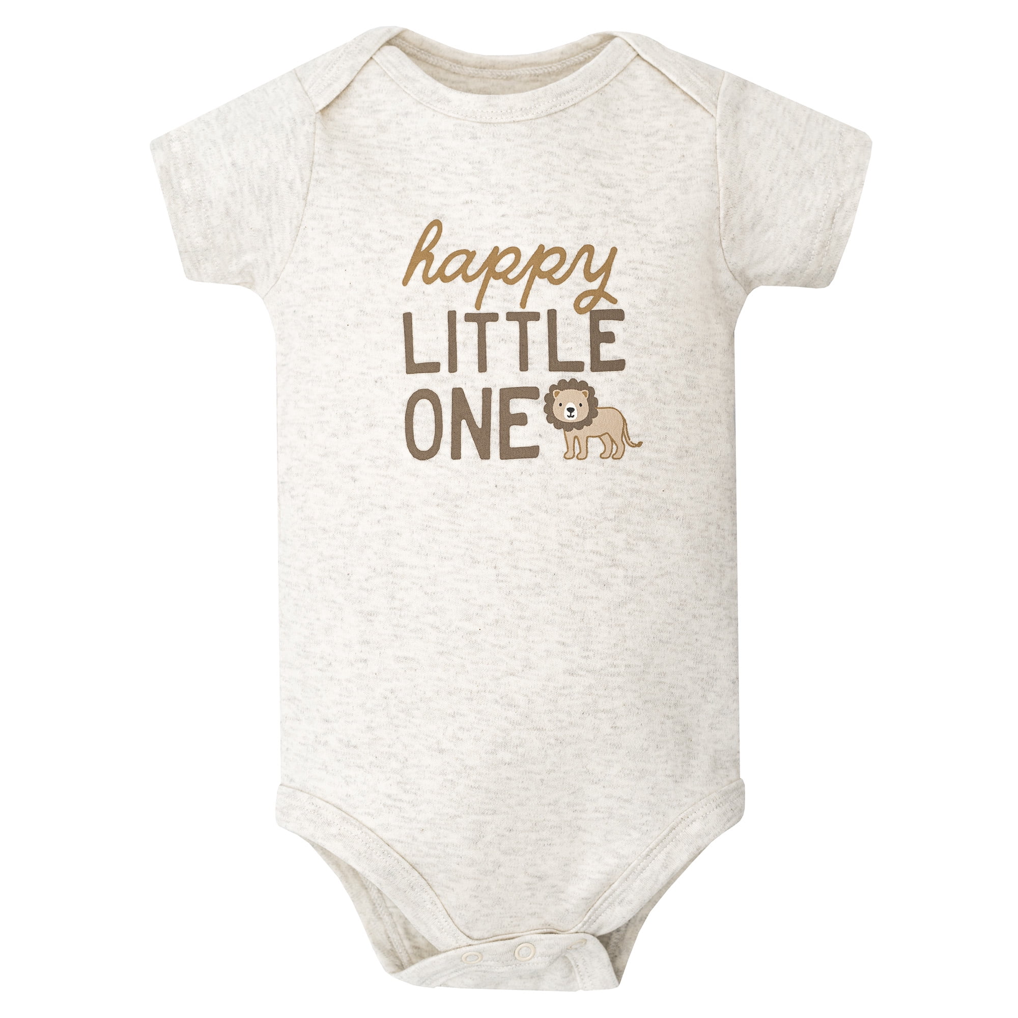 Hudson Baby Infant Cotton Bodysuits 5-Pack, Happy Little One Safari, 12-18 Months