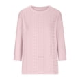 thumbnail image 5 of 3/4 Length Sleeve Womens Tops Fashion Solid Shirts Trendy Casual Crew Neck Blouses Summer Ladies Loose Comfy Tees Ladies Going Out Tops, 5 of 5