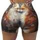 thumbnail image 2 of Balery Romantic Flower Fox Couple Pantalones cortos de entrenamiento estampados para mujer, sin costuras, ajustados, para gimnasio, yoga, correr, deportes, ejercicio activo, fitness.-X-Large, 2 of 8