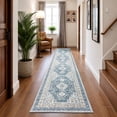 thumbnail image 4 of CYNERA Vintage Distressed Bohemian Runner Rug Blue 2'x10', Soft Machine Washable Foldable Non-Slip Carpet for Hallway Kitchen Entryway Living Room Bedroom, 4 of 8