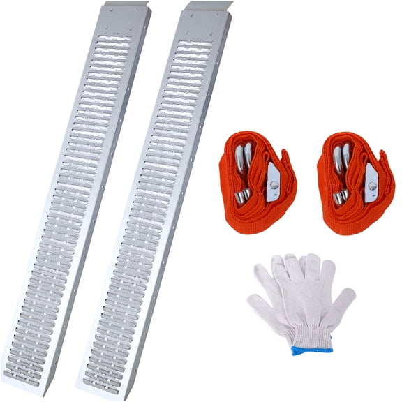 JERFIT 74" Steel Loading Ramps for Trucks & Trailers, 2-Pack with Tie-Down Straps & Gloves, Anti-Slip Surface for Motorcycle, ATV, Lawn Mower, Dirt Bike, Snowblower