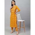 thumbnail image 4 of Janasya Indian Women's Mustard Cotton Floral Print Kurta with Pant, 4 of 9