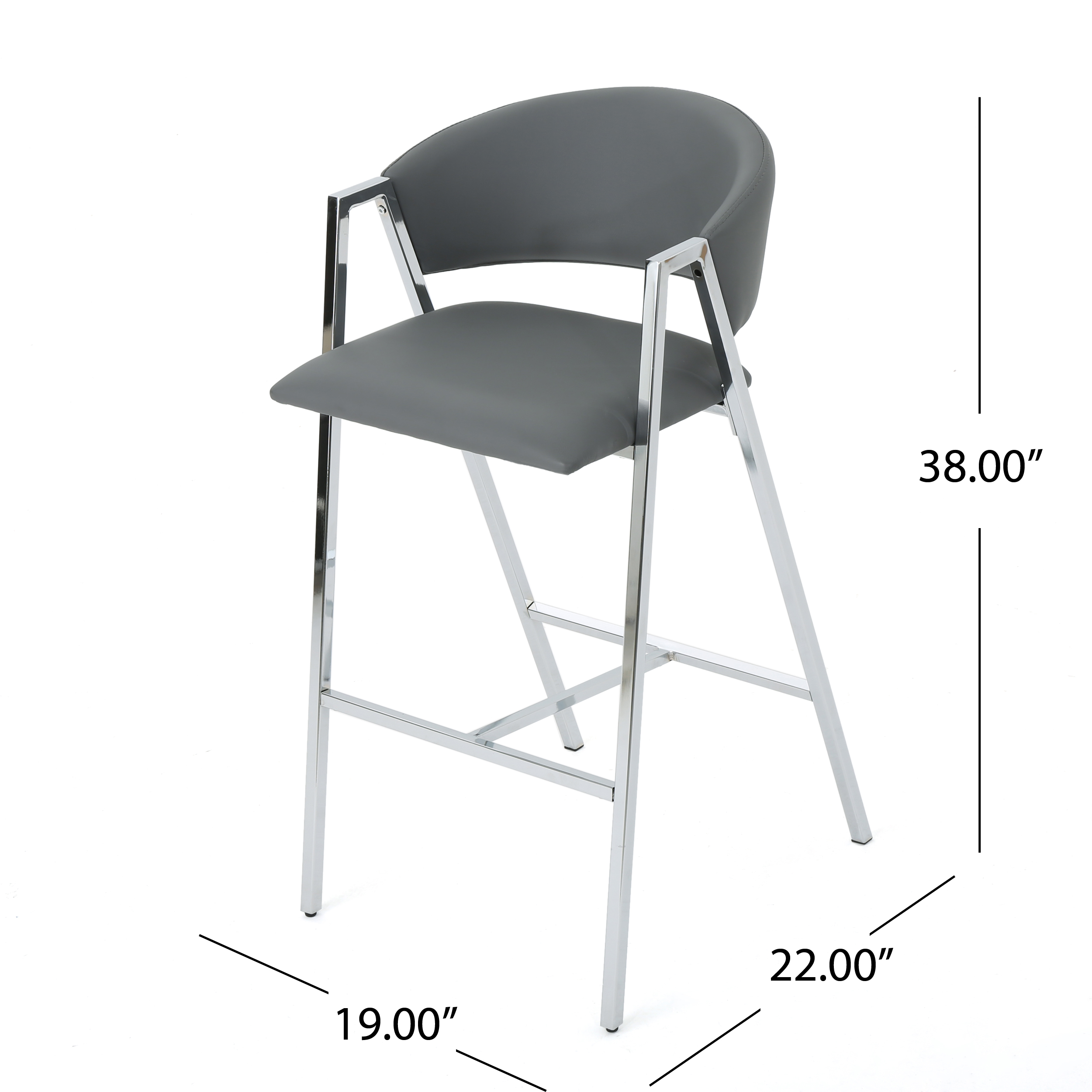 Noble House Modern Leather 28.25 Inch Barstool,Grey