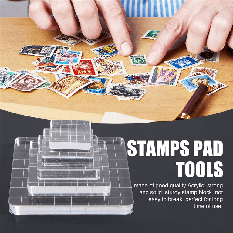 6-Piece Clear Acrylic Stamp Block Set - With Grid Lines For Card Making, Scrapbooking & Crafts (4 Sizes)