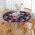 thumbnail image 3 of Pioneer Flower Floral Print Pattern Round Fitted Tablecloth with Elastic Edge,Dining Table Cover Waterproof,Outdoor Round Tablecloth for Camping,Dining,Indoor and Outdoor, 3 of 7