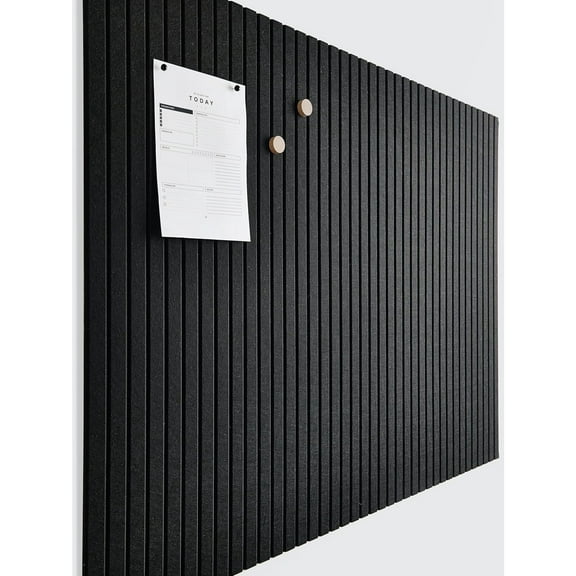Large Cork Boards for Walls Black Felt Board Alternative - Slat Wall Paneling, Felt Bulletin Board Tiles for Office Decor, Push pin Board Office Wall Organizer -12-Pack (Black)