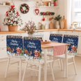 thumbnail image 2 of Merry Christmas Chair Covers Set of 1 Santa Claus Reindeer Snowing Xmas Star Navy Blue Chair Back Covers Stretch Removable Washable Slipcovers Protector for Dining Room Kitchen Party Decor, 2 of 5