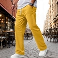 thumbnail image 2 of Yifymode Mens Corduroy Casual Pants Fashion Loose Fit Wide Leg Pants Straight Sweatpants Elastic Waist Drawstring,Yellow S, 2 of 6