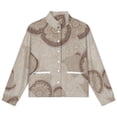 thumbnail image 4 of Jackets for Women Winter Coat Jackets Flannel Stand Collar Jacket(Elegant Beige Floral Wallpaper Design,Size:S-4XL), 4 of 7