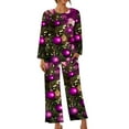 thumbnail image 4 of asdoklhq Fleece Pajamas Women Ladies' Christmas Printed Casual Top Pants Pajama Set Purple L, 4 of 6