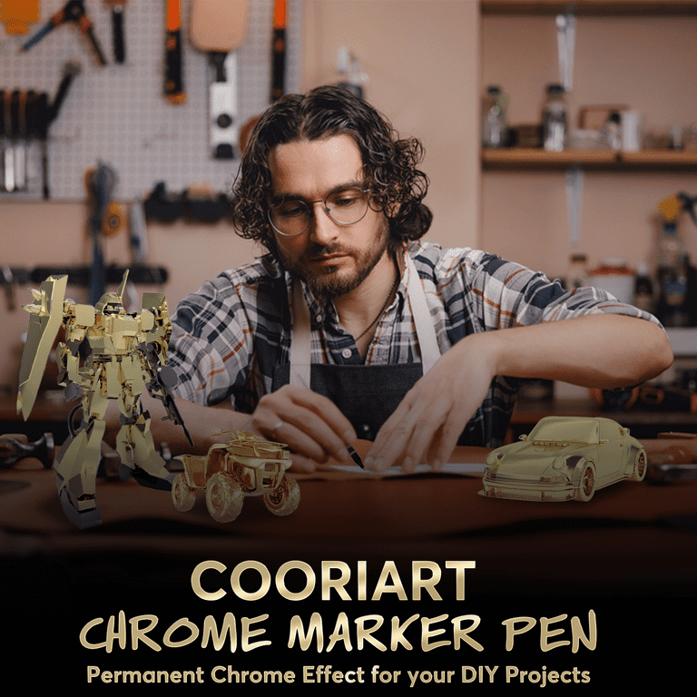 COORIART Chrome Gold Marker Pens, 3-Pack, Assorted Tips photo 4