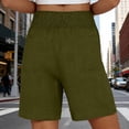 thumbnail image 6 of ClodeEU Women's Linen High Waist Elastic Waist Shorts, Casual Summer Short with Pockets for Vacation Army Green,Women's Plus L, 6 of 6