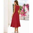 thumbnail image 6 of Merokeety Womens Summer Dresses Pleated Square Neck Cocktail Work Midi Dress Red xl, 6 of 6