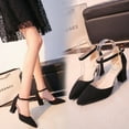thumbnail image 2 of 1 Paire d'Escarpins pour Femmes à la Mode avec Bride à la Cheville, Talon Bas, Chaussures à Talons Blocs, 2 of 3
