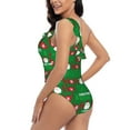 thumbnail image 4 of Zufioo Cute Santa Print One-shoulder Ruffled One-piece Swimsuit, High Elastic Integrated Removable Chest Pad Swimsuit Suitable for Beach, Pool and Vacation-Large, 4 of 6