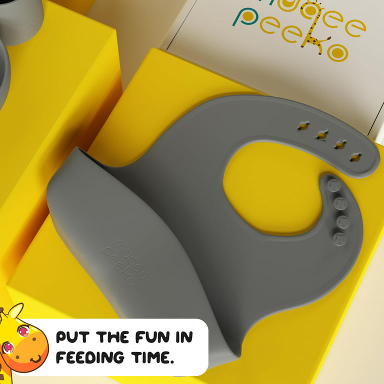 Muqee Peeko Pebble Grey Baby Feeding Supplies - Toddler Self-Eating Plate  Set with Utensils - Suction Divided Plate, Food Bowl, Spoon, Fork -  Silicone