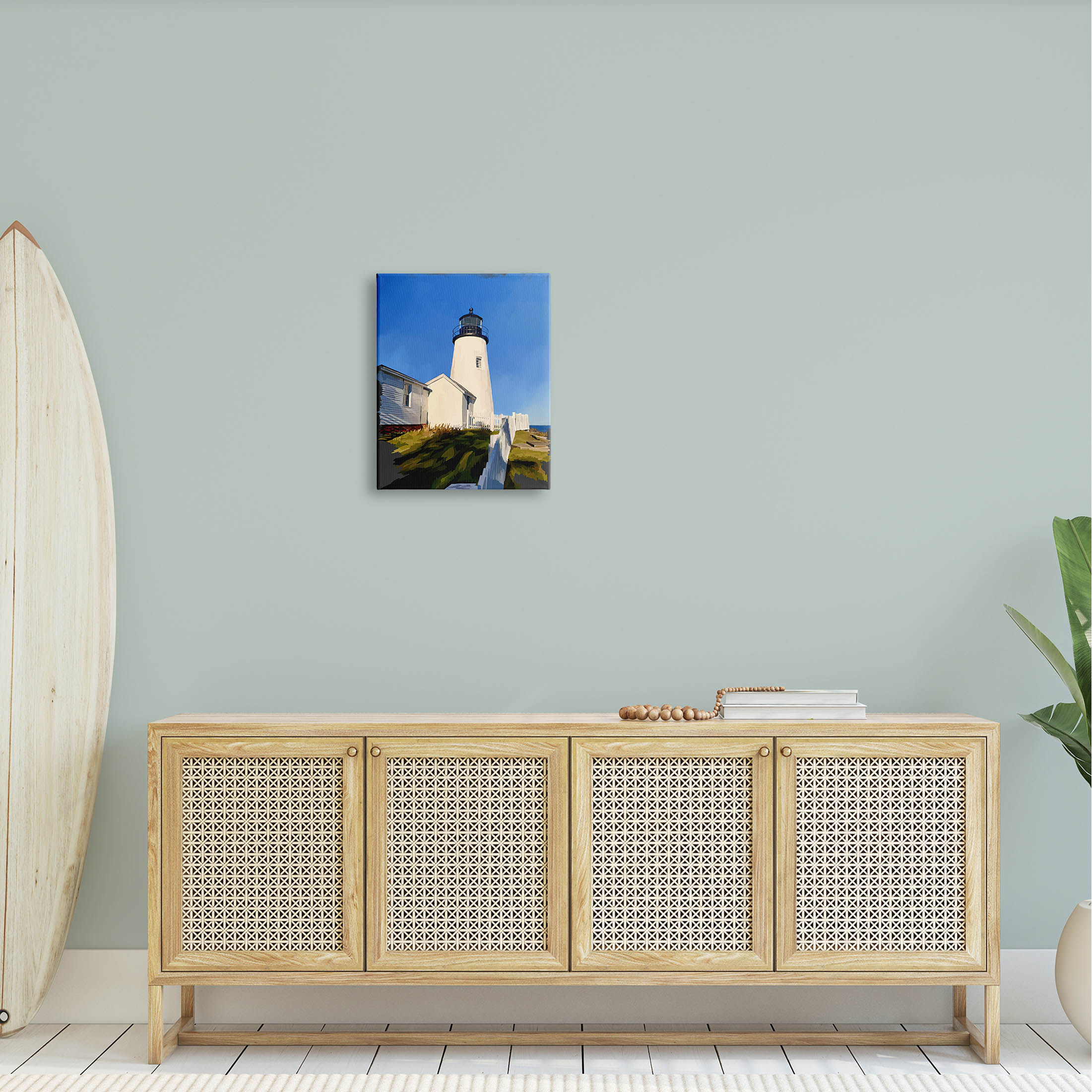 Stupell Industries Coastal Lighthouse Clear Blue Sky Graphic Art Gallery Wrapped Canvas Print Wall Art, Design by Emily Kalina