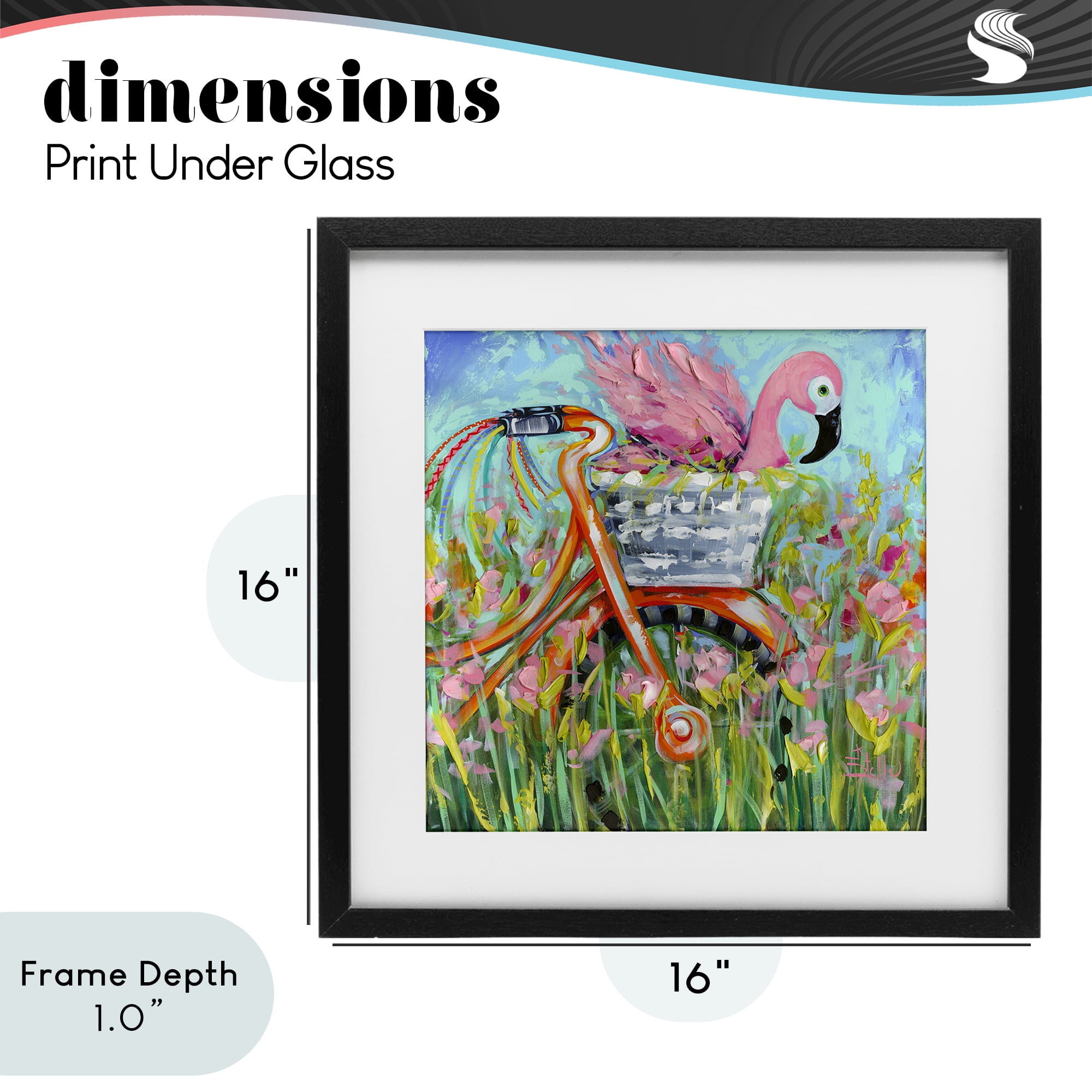 Stupell Industries Flamingo's Free Bicycle Ride Black Framed Print Under Glass, design by Estelle Grengs