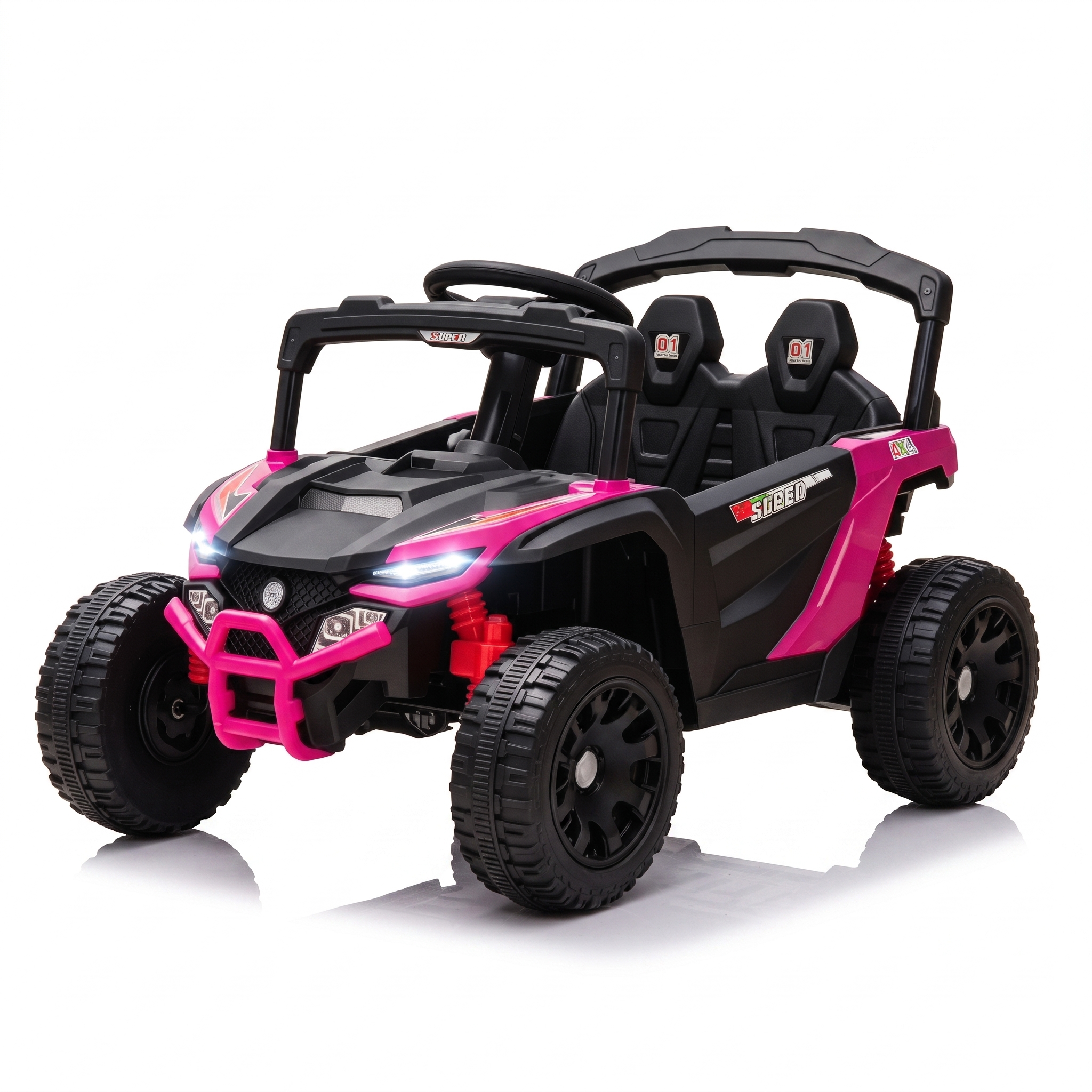 12V Electric Kids UTV Ride On Truck, Battery Powered with Rear Suspension, Parental Remote for Toddlers 3-5Y, Pink