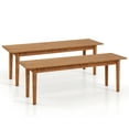 thumbnail image 1 of Gymax 2 PCS Solid Wood Dining Bench Entryway Bench w/ Rubber Wood Legs for Bedroom Oak, 1 of 9