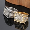 thumbnail image 3 of HIJONES Men's Full Diamonds Stainless Steel Rings Personalized Cubic Zircon Band Ring Jewelry Gold Size 13, 3 of 4