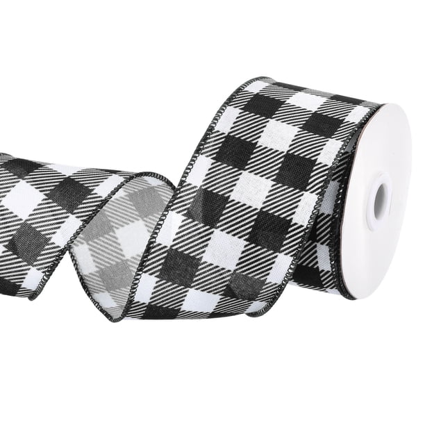 Cinta de cuadros Uxcell de 2.5" x 10 yardas con borde alambrado para envolver regalos en negro