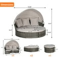thumbnail image 4 of 4 Piece Outdoor Furniture Patio Round Daybed with Retractable Canopy, Soft Cushions, and Storable Table, Wicker Rattan Patio Furniture Sets for Leisure in Porch Backyard, Light Gray, 4 of 9