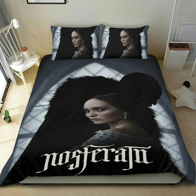 Nosferatu Conjunto de sábanas temático, trío de piezas, cómodo y amigable con la piel, diseño único, regalo de decoración para el hogar para familiares, amigos y fans, 90 cm * 190 cm