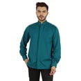 thumbnail image 1 of Bestman Solid Long Sleeve Shirt For Mens Front Double Button Placket Chinese Collar Shirt, 1 of 7