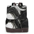 thumbnail image 1 of Balery Fluid Black White Paint Swirls Mochila de Cuero para Mujeres, Gran Capacidad, Bolsa de Viaje Multifuncional, Mochila de Cuero y Bolsa de Hombro para Mujeres, 1 of 4