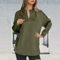 thumbnail image 2 of DHFJKG Women's Solid Color Sweatshirts Quarter Zip Loose Fit Long Sleeve Round Neck Pullover For Fall Winter Leisure Tops, 2 of 4