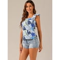 thumbnail image 2 of DARING DIVA Women's Tropical Square Neck Ruffle Tank Top XS Light Blue, 2 of 6