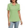 thumbnail image 4 of DORKASM Womens Polo Shirts Short Sleeve Button Lapel Collared Summer Tops Business Casual Basic Tees Light Green S, 4 of 7